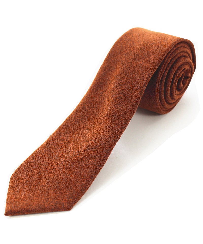 JEMYGINS 2.4" Cotton Necktie Orange Mens Cashmere Wool Skinny Tie (5) - Image 1